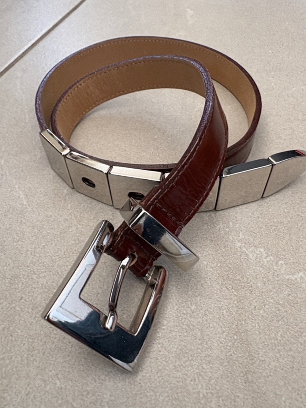 Vintage IBEL leather belt with metal Buckle made in Italy